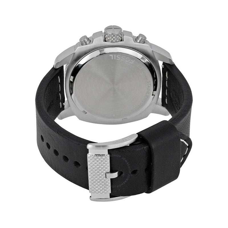 Fossil Machine Chronograph Black Dial Leather Strap Men's Watch FS4928