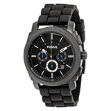 Fossil Machine Chronograph Black Dial Silicone Strap Men's Watch FS4487