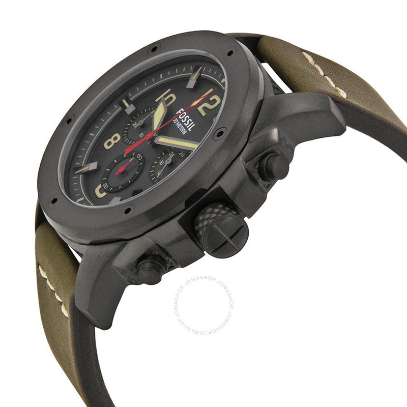 Fossil Machine Chronograph Grey Dial Leather Strap Men's Watch FS5000