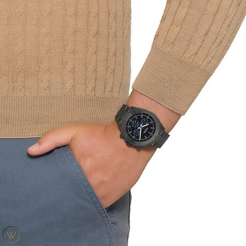 Fossil Retro Traveler Chronograph Black Dial Ion-plated Men's Watch CH2869