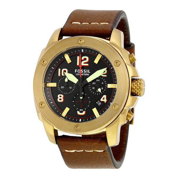 Fossil Watches for Men Modern Machine Black Dial Leather Strap FS5065