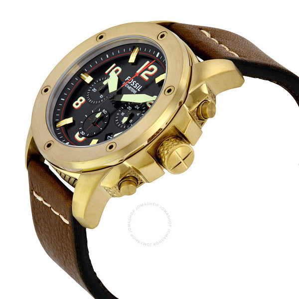 Fossil Watches for Men Modern Machine Black Dial Leather Strap FS5065