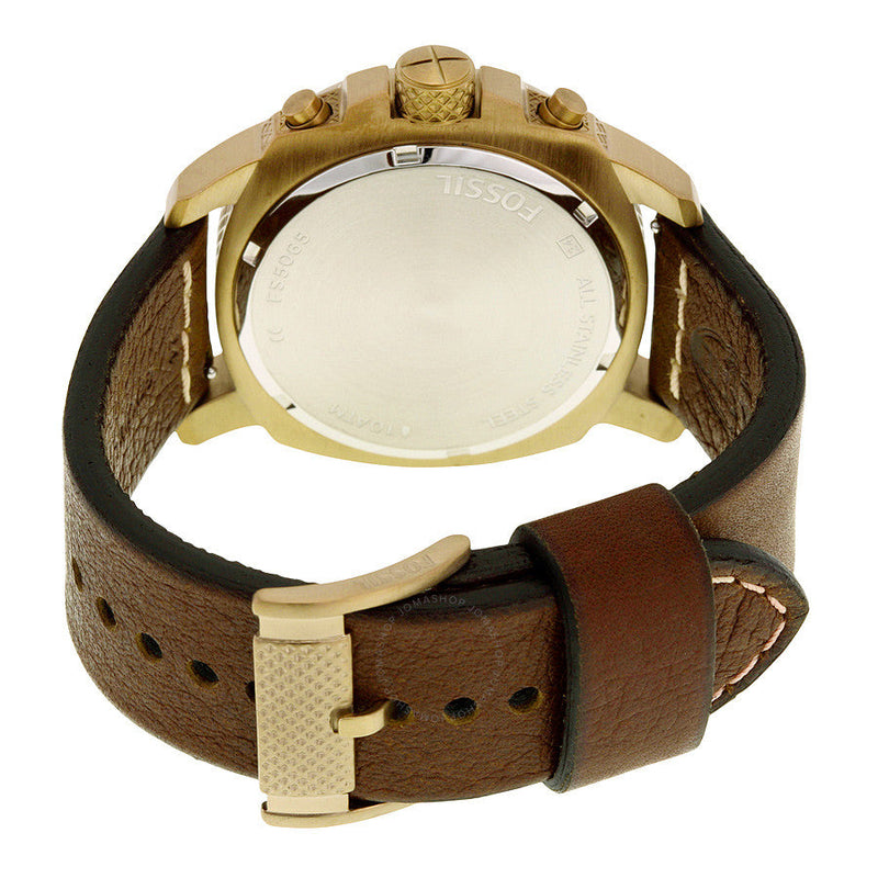 Fossil Watches for Men Modern Machine Black Dial Leather Strap FS5065