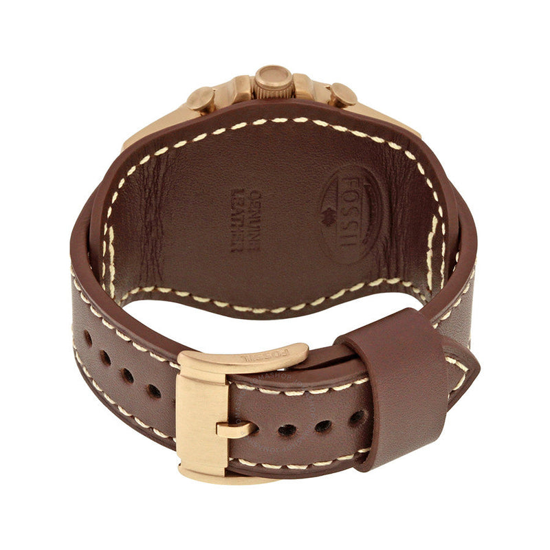 Fossil Nate Gold-tone Chronograph Brown Leather Men's Watch JR1495