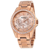 Fossil Riley Multi-Function Rose Gold Diamond Ladies Watch ES2811