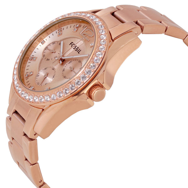 Fossil Riley Multi-Function Rose Gold Diamond Ladies Watch ES2811
