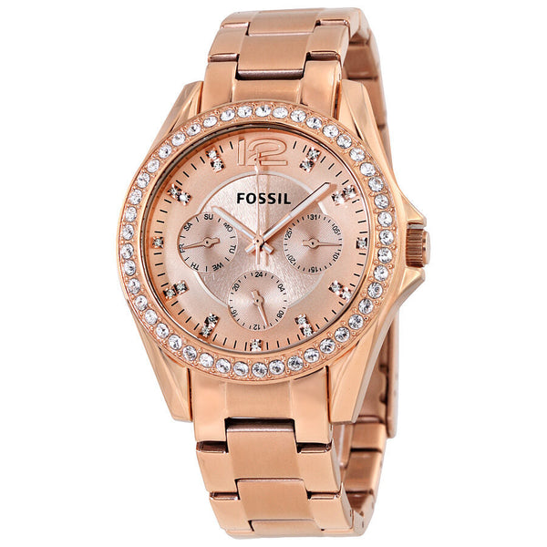 Fossil Riley Multi-Function Rose Gold Diamond Ladies Watch ES2811