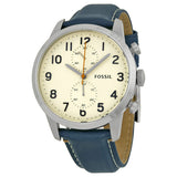 Fossil Townsman Chronograph White Dial Blue Leather Men's Watch FS4932 - BigDaddy Watches