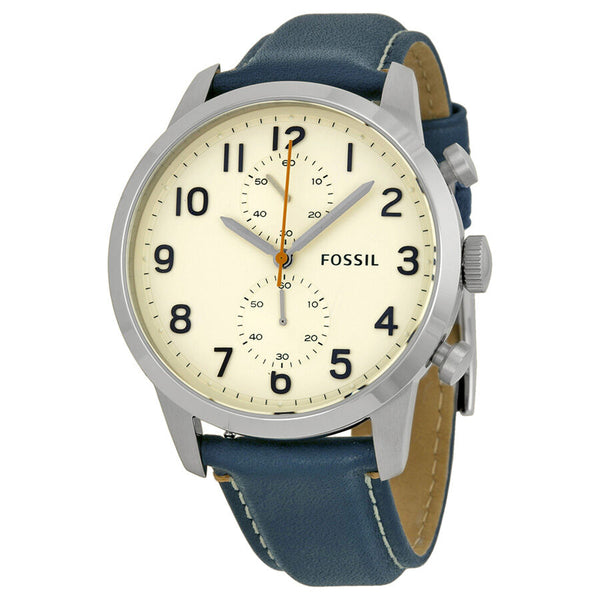 Fossil Townsman Chronograph White Dial Blue Leather Men's Watch FS4932 - BigDaddy Watches