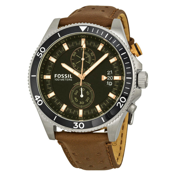 Fossil Wakefield Chronograph Black Dial Brown Leather Men's Watch CH2944 - BigDaddy Watches