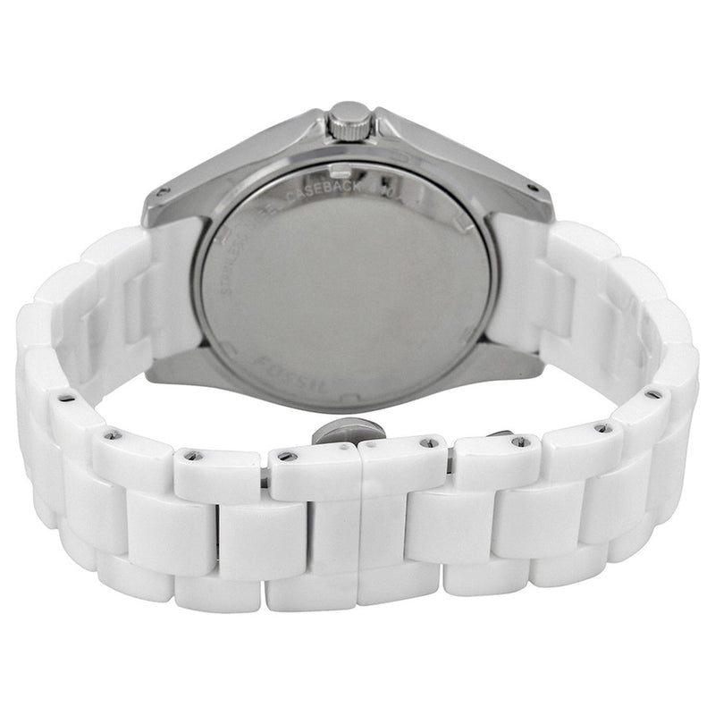 Fossil White Dial Ceramic Bracelet Ladies Watch CE1002