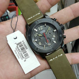 Fossil Machine Chronograph Grey Dial Leather Strap Men's Watch FS5000