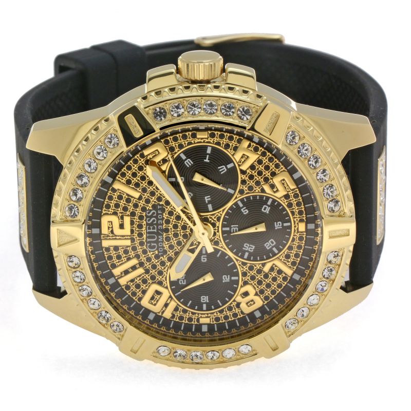 Guess Crystal-Covered Dial Silicone Strap Men’s Watch W1132G1 - Watch