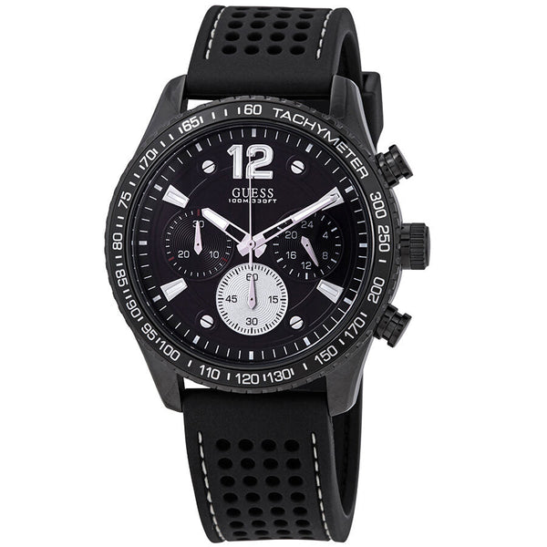 Guess Fleet Chronograph Black Dial Black Silicone Men's Watch W0971G1 - BigDaddy Watches