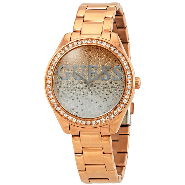 Guess Glitter Girl Rose and Silver Glitter Dial Ladies Watch W0987L3 - BigDaddy Watches