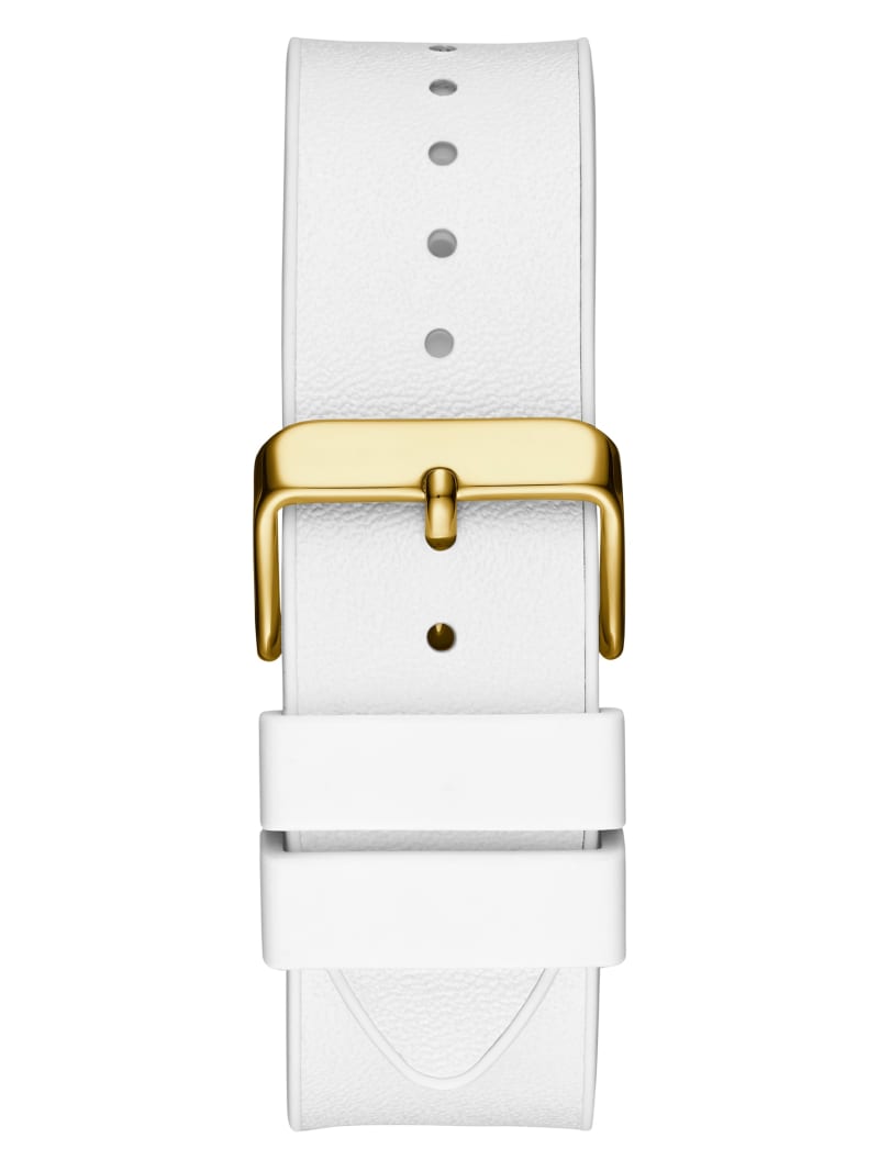 Guess Gold Case White Silicone Strap Men’s Watch GW0202G6 - Watch