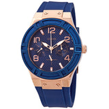 Guess Jet Setter Blue Dial Silicone Strap Watch W0571L1