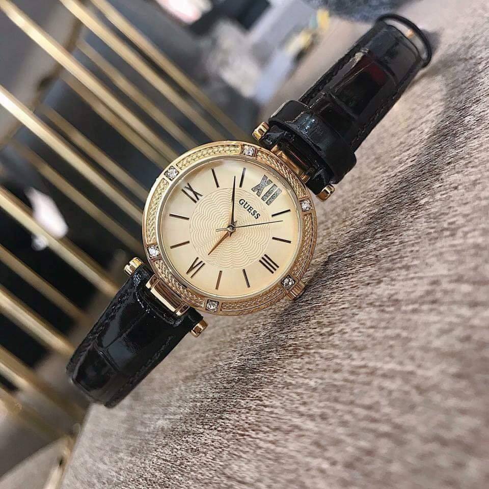Guess Park Ave South Crystal Gold Dial Ladies Watch W0838L1 - Watch