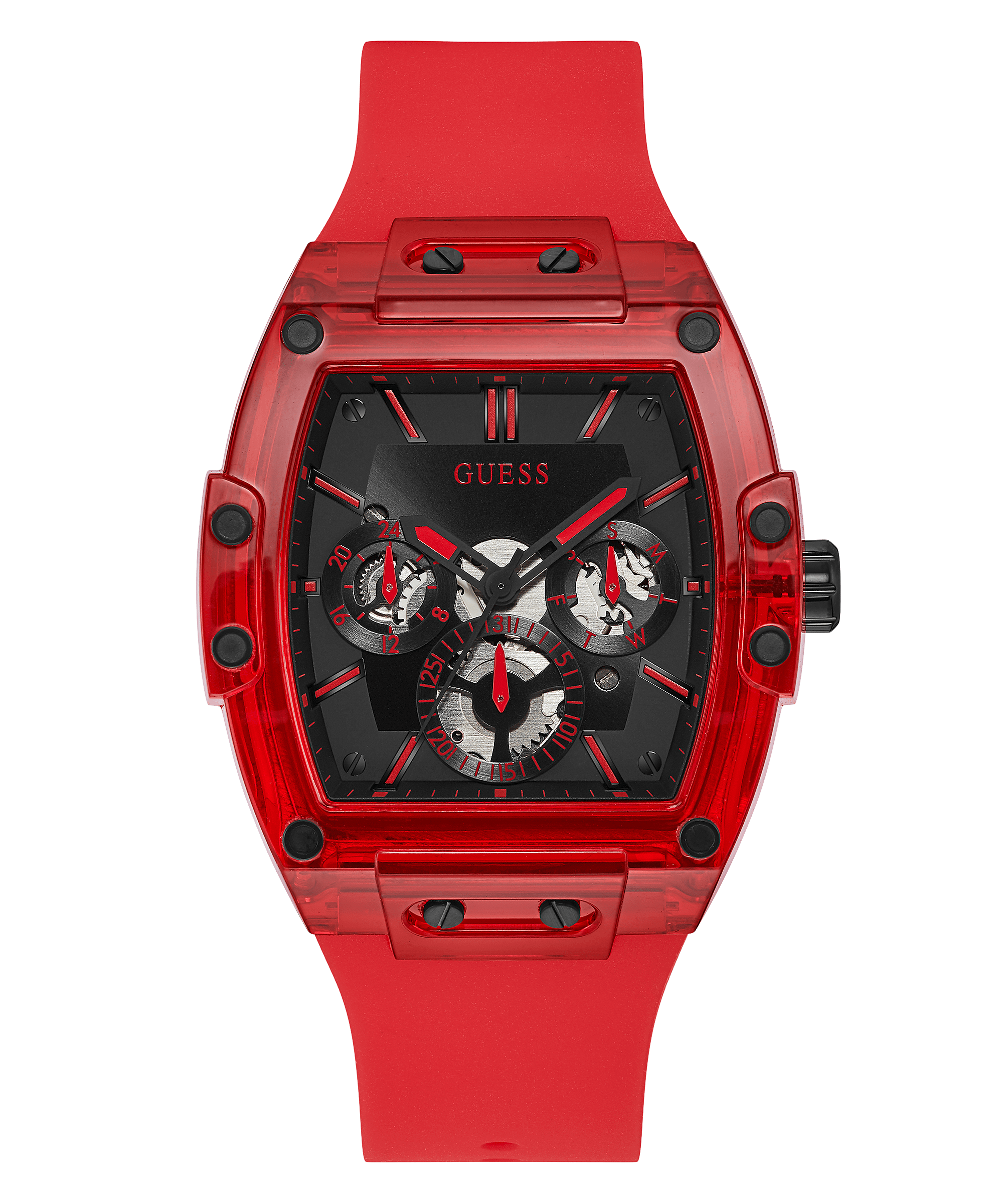 Guess Red Case Silicone Men’s Watch GW0203G5 - Watch