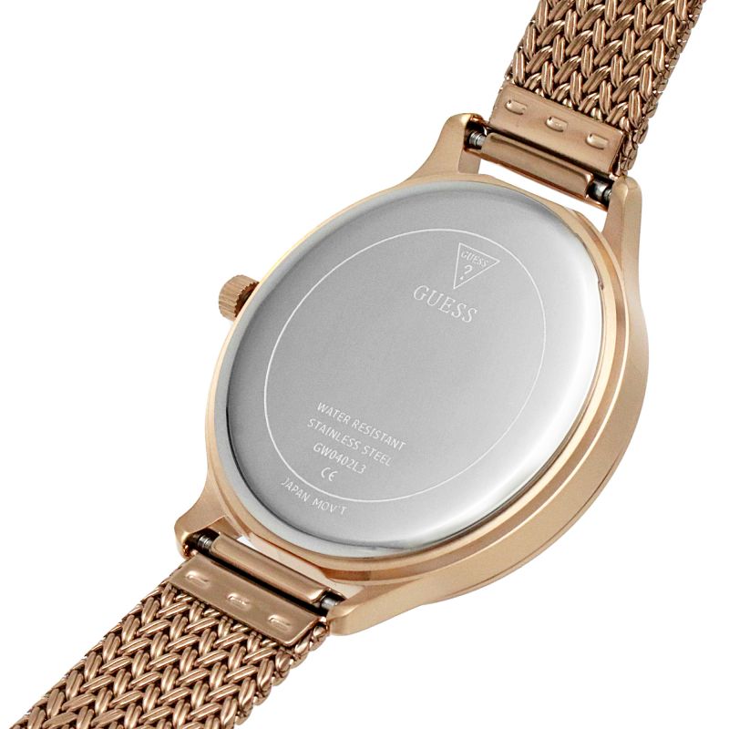Guess Soiree Rose Gold Tone Mesh Strap Women’s Watch GW0402L3 - Watch