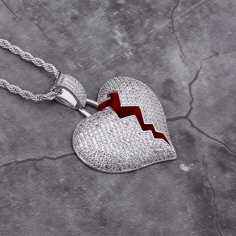 Big Daddy Diamond Broken Heart Silver Pendant