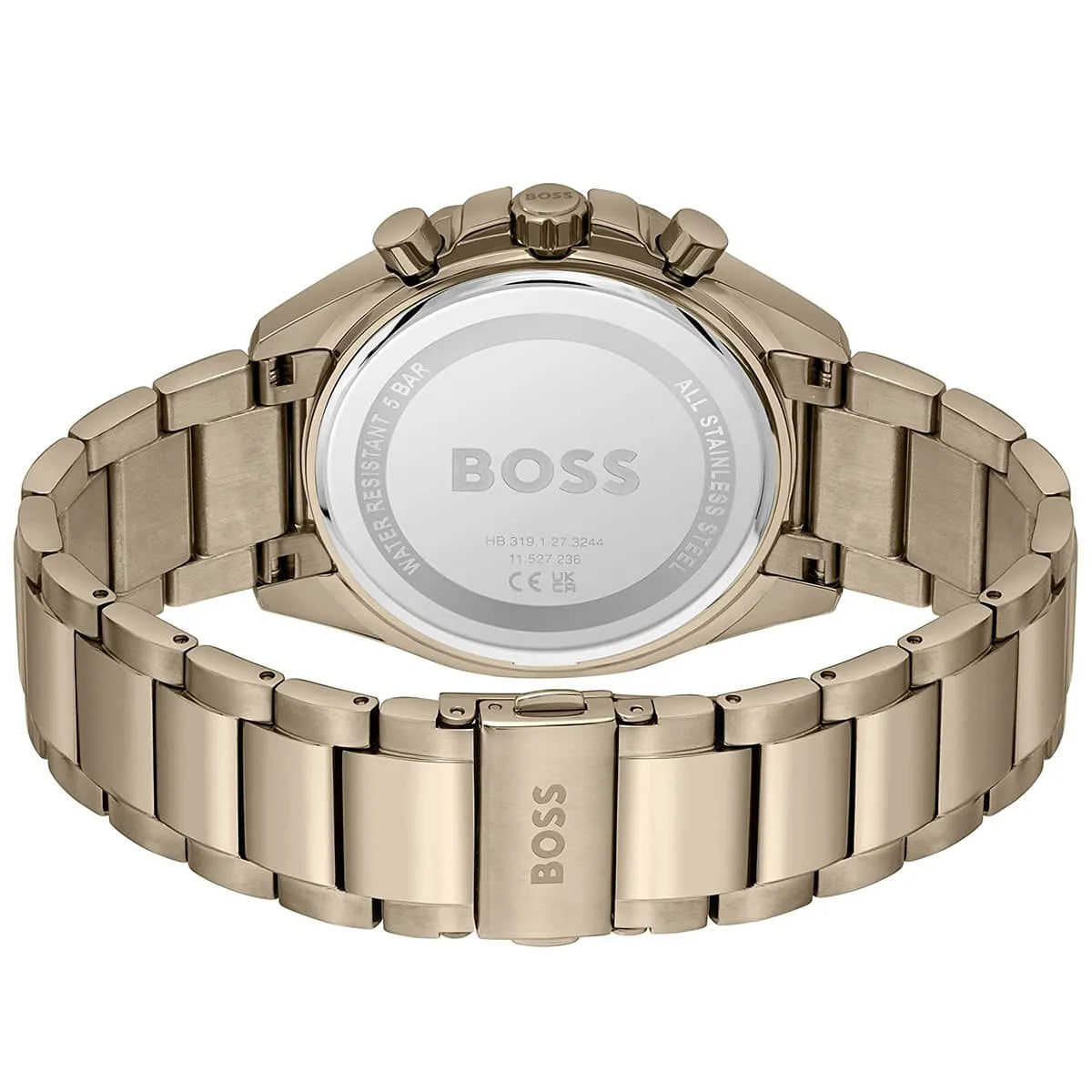 Hugo Boss Classic Chronograph Olive Green Dial Beige Gold Steel Strap Watch For Men - 1514019 1514019 - Image 3