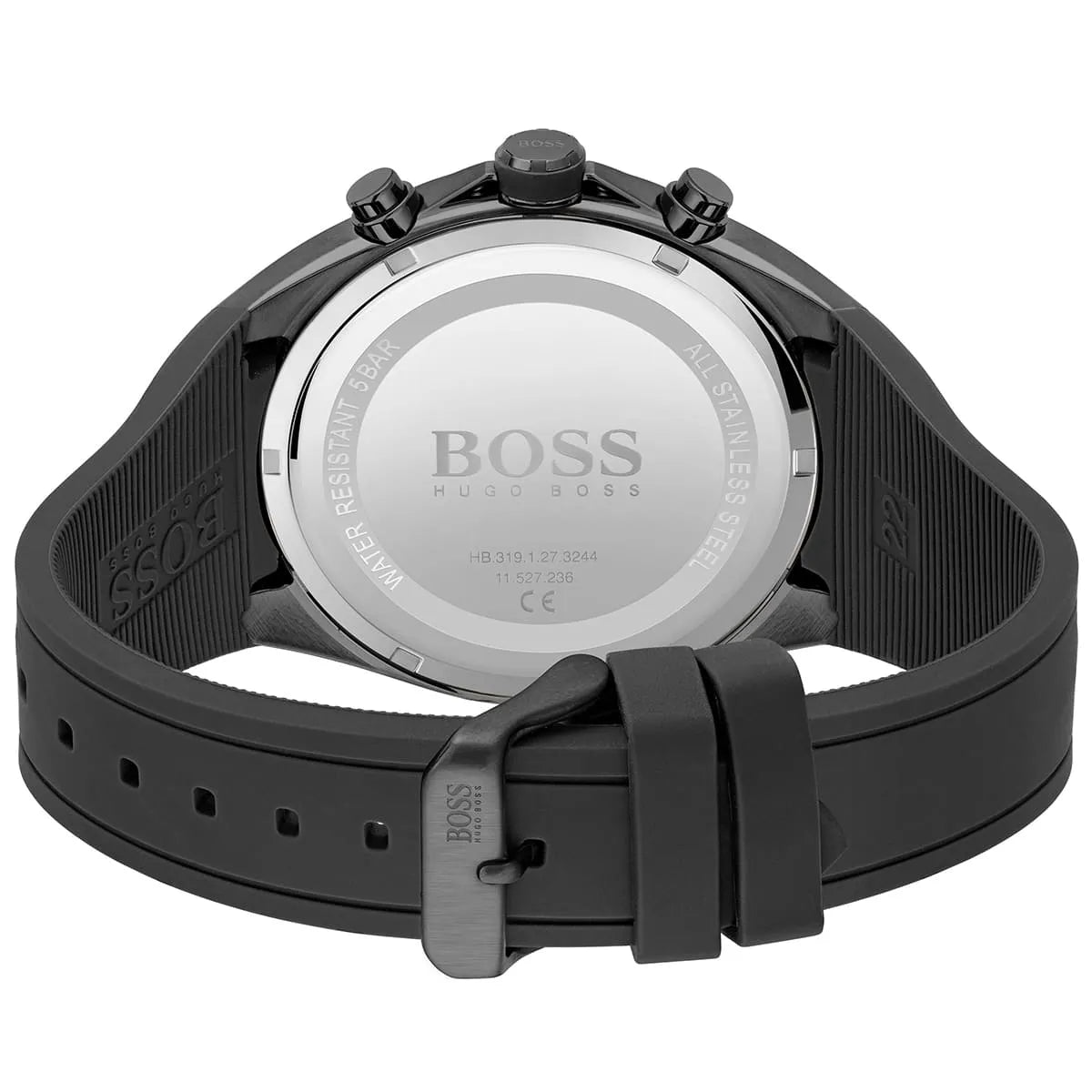 Hugo Boss Distinct Chronograph Black Dial Black Silicone Strap Watch for Men - 1513859 1513859 - Image 4