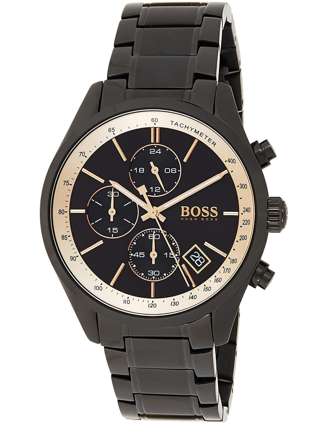 Hugo Boss Grand Prix Chronograph Black Dial Black Steel Strap Watch for Men - 1513578 1513578 - Image 2