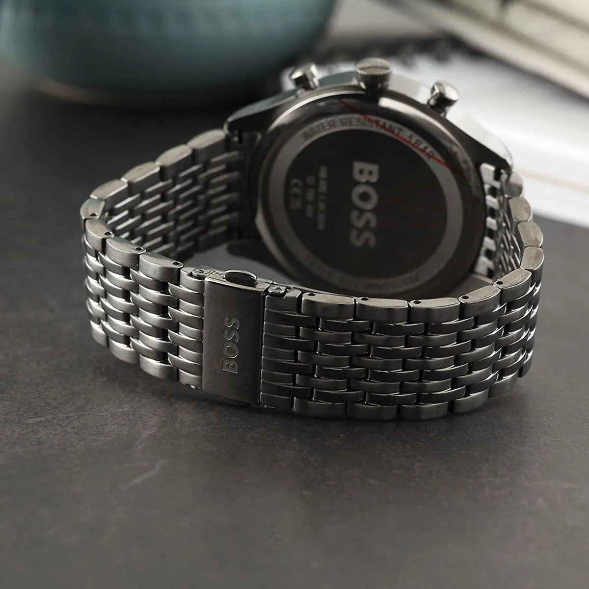 Hugo Boss Gregor stainless steel bracelet with fold-over clasp and BOSS branding