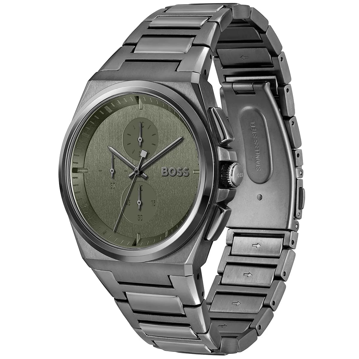 Hugo Boss Steer Chronograph Grey Dial Grey Steel Strap Watch For Men - 1514045 1514045 - Image 2