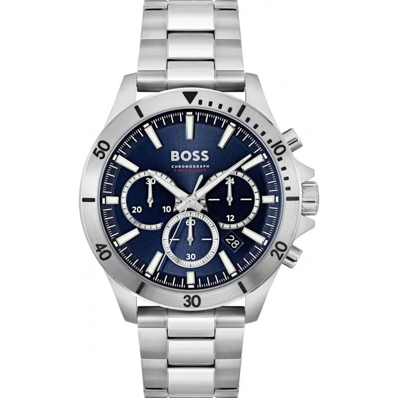 Hugo Boss Troper Chronograph Blue Dial Silver Steel Quartz Men's Watch 1514069 1514069 - Image 1