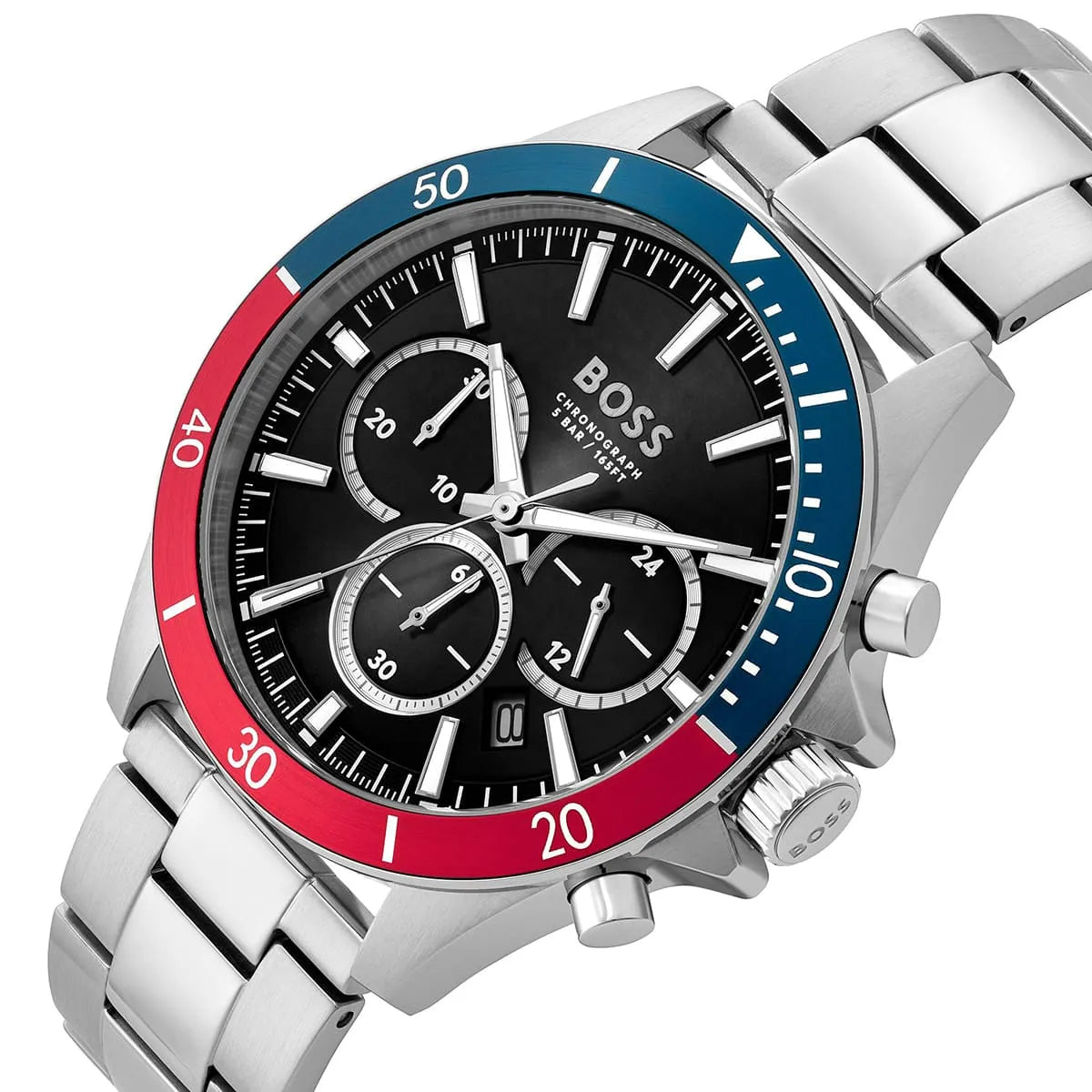 Hugo Boss Troper Chronograph Black Dial Silver Steel Strap Watch For Men - 1514108 1514108 - Image 4