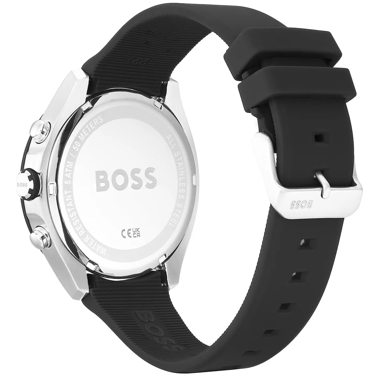 Hugo Boss Velocity Chronograph Black Dial Black Leather Strap Watch for Men - 1513716 1513716 - Image 5