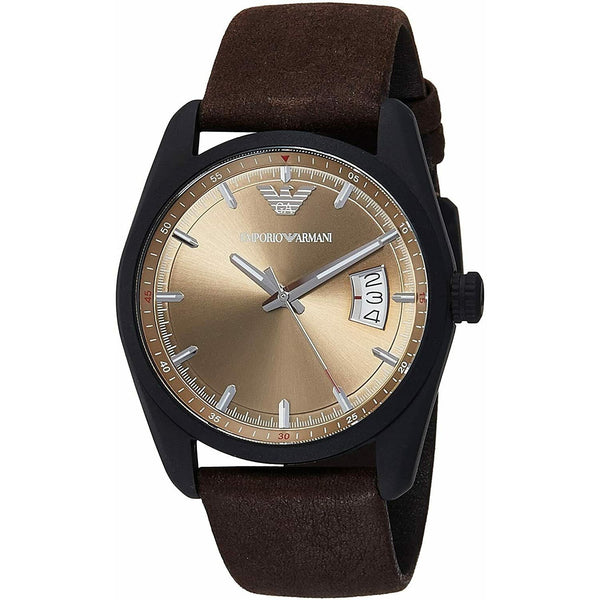 Emporio Armani Beige Dial Brown Leather Strap Men's Watch  AR6081 - Big Daddy Watches