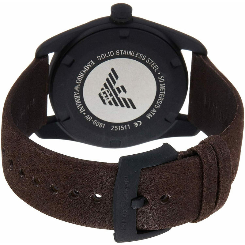 Emporio Armani Beige Dial Brown Leather Strap Men's Watch AR6081 - Big Daddy Watches #3