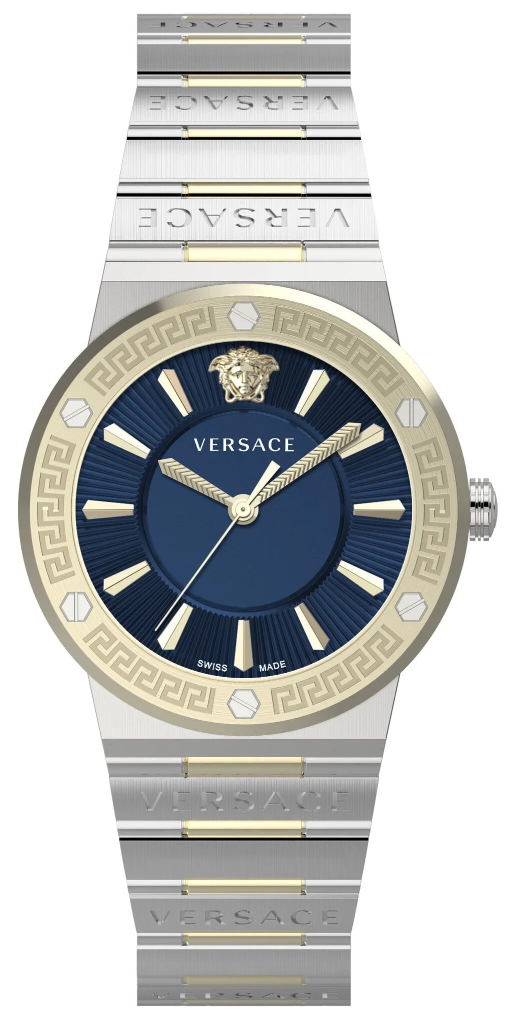 Versace Greca Silver Two-Tone Blue Dial Women's Watch VEVH01120