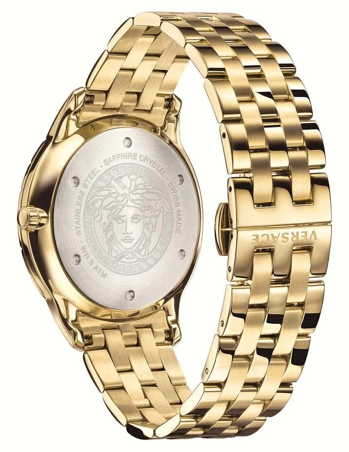 Versace Univers Quartz White Dial Gold Steel Strap Men's Watch - VEBK00518