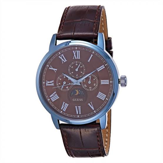 Guess Multi-Function Brown Dial Leather Strap Men's Watch W0870G3