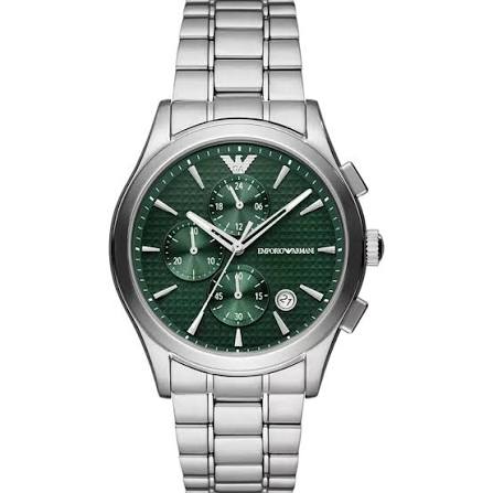 Emporio Armani Chronograph Green Dial Silver Watch AR11529