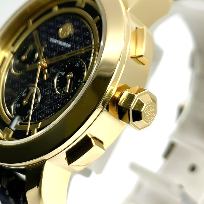 Tory Burch Chronograph The Tory Navy Fabric & Ivory Leather Strap Women's Watch TBW1038 - Image 6