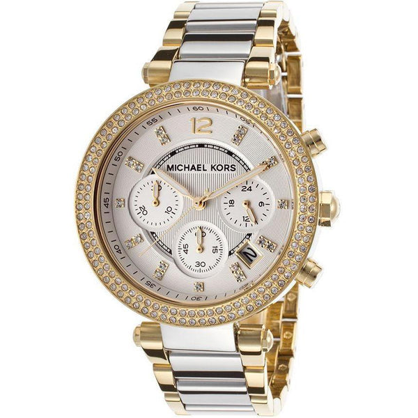 Michael Kors Parker Chronograph Silver Dial Two-tone Ladies Watch MK5687