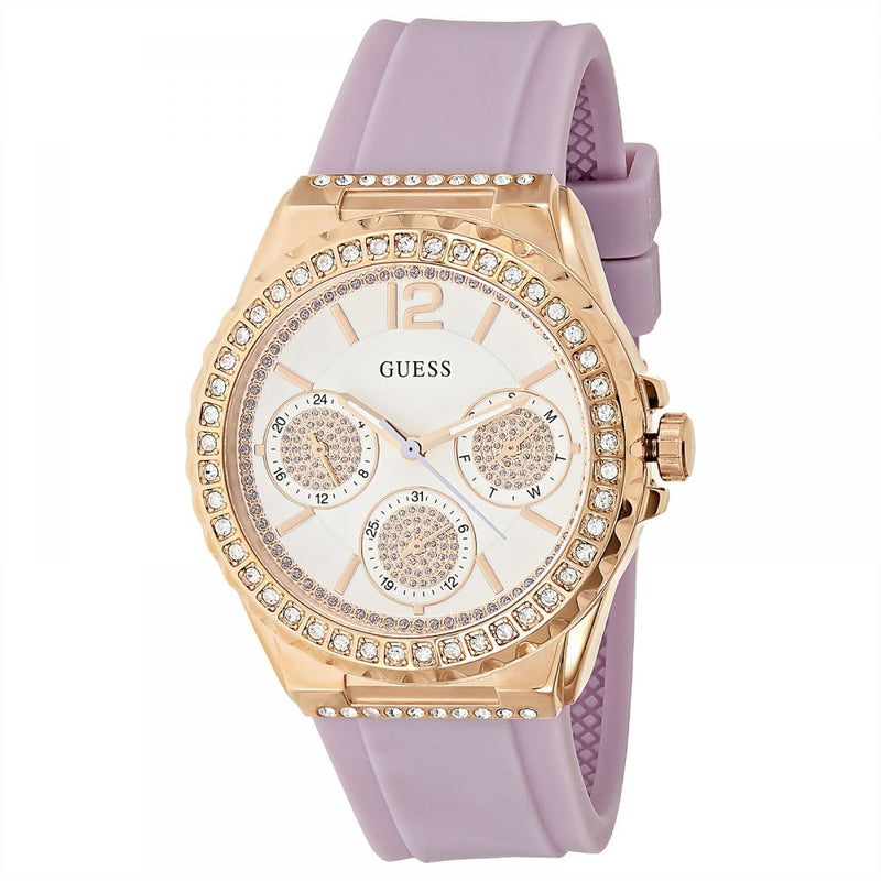 Guess Starlight Women's White Dial Silicone Band Women's Watch  W0846L6 - Big Daddy Watches