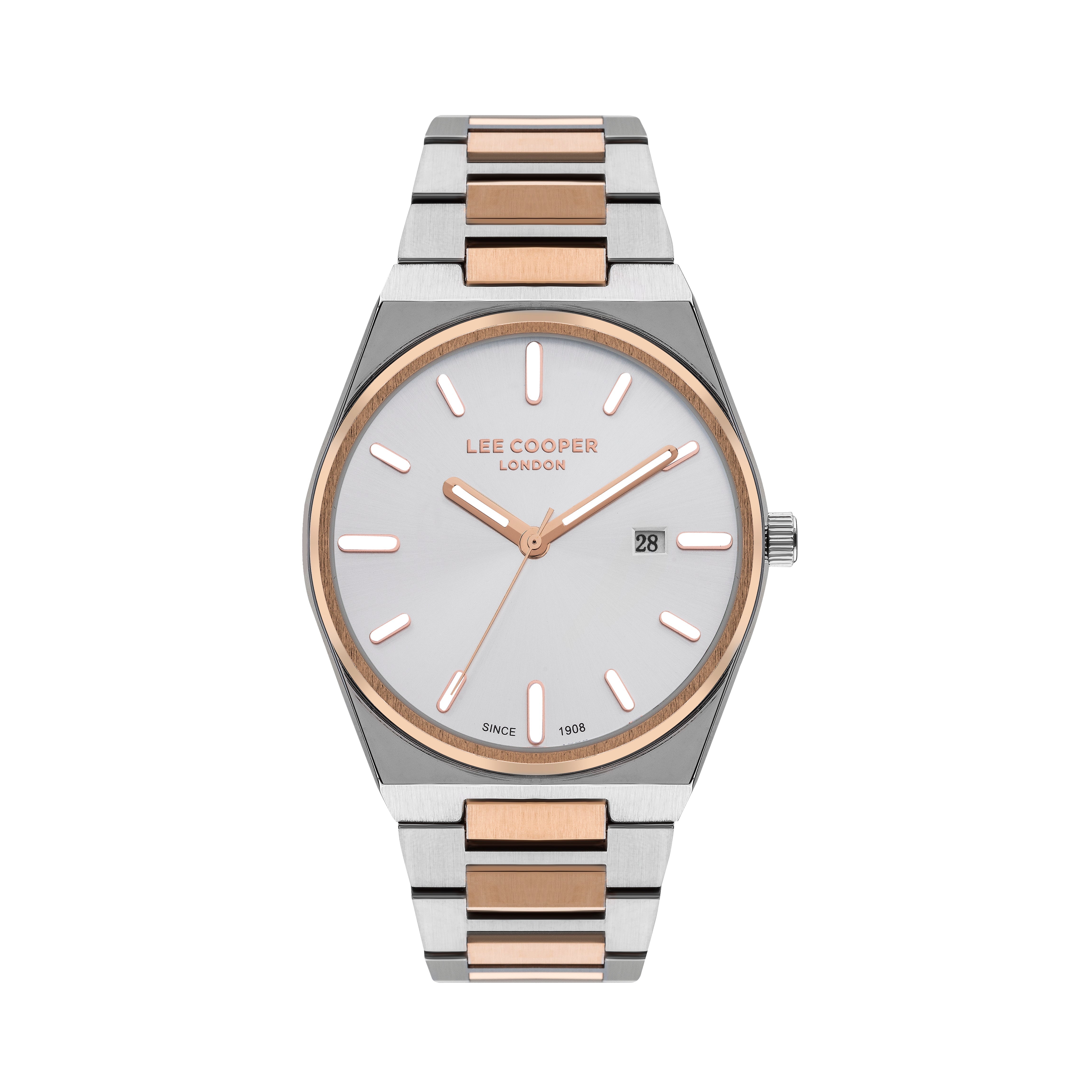 Lee Cooper LC07608.530 two-tone watch with silver dial and rose gold accents