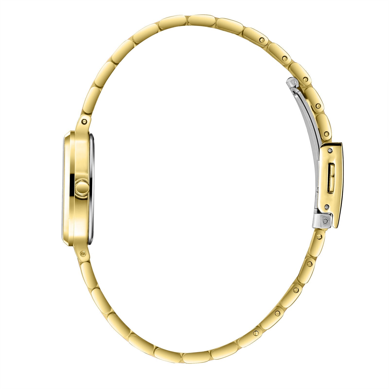Lee Cooper Malo watch side profile showing gold case and bracelet thickness