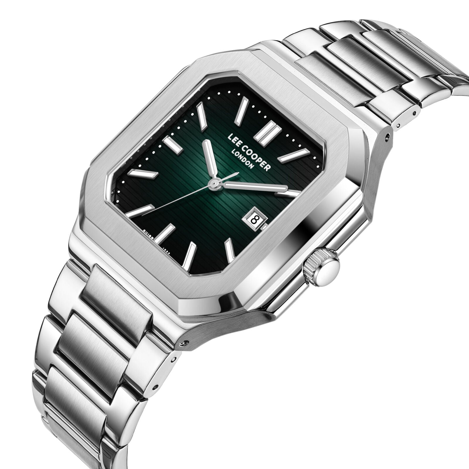 Lee Cooper Maxime Square Case Green Dial Silver Watch - LC08269.370