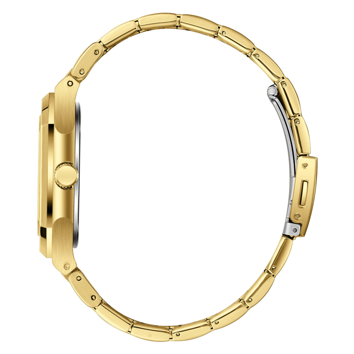 Lee Cooper Maxime gold watch side view of square case and bracelet