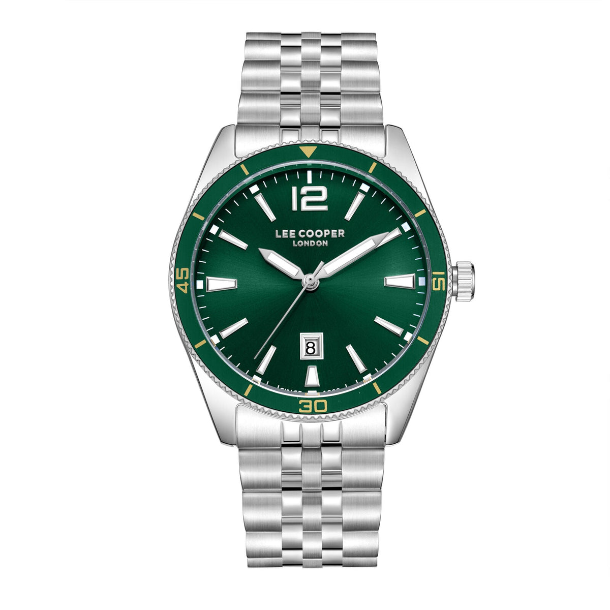 Lee Cooper Oswin Date Window Green Dial Silver Watch - LC08281.370