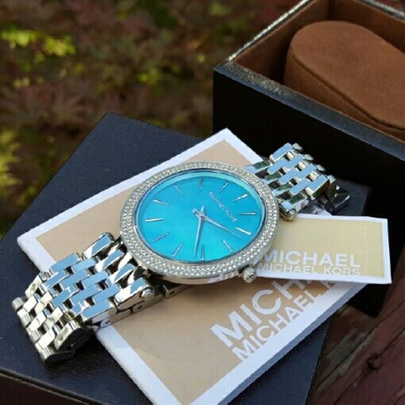Michael Kors Darci Turquoise Mother Of Pearl Dial Ladies Watch MK3515