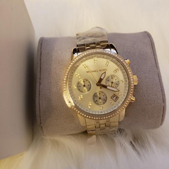 Michael Kors Runway Chronograph Dial Gold-tone Ladies Watch MK5698