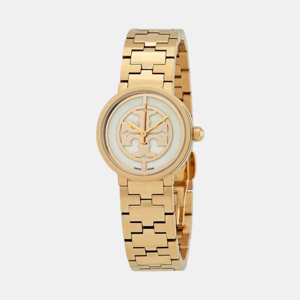 Tory Burch Ivory & Gold Tone Reva Small Logo Women's Watch TBW4011 - Image 1